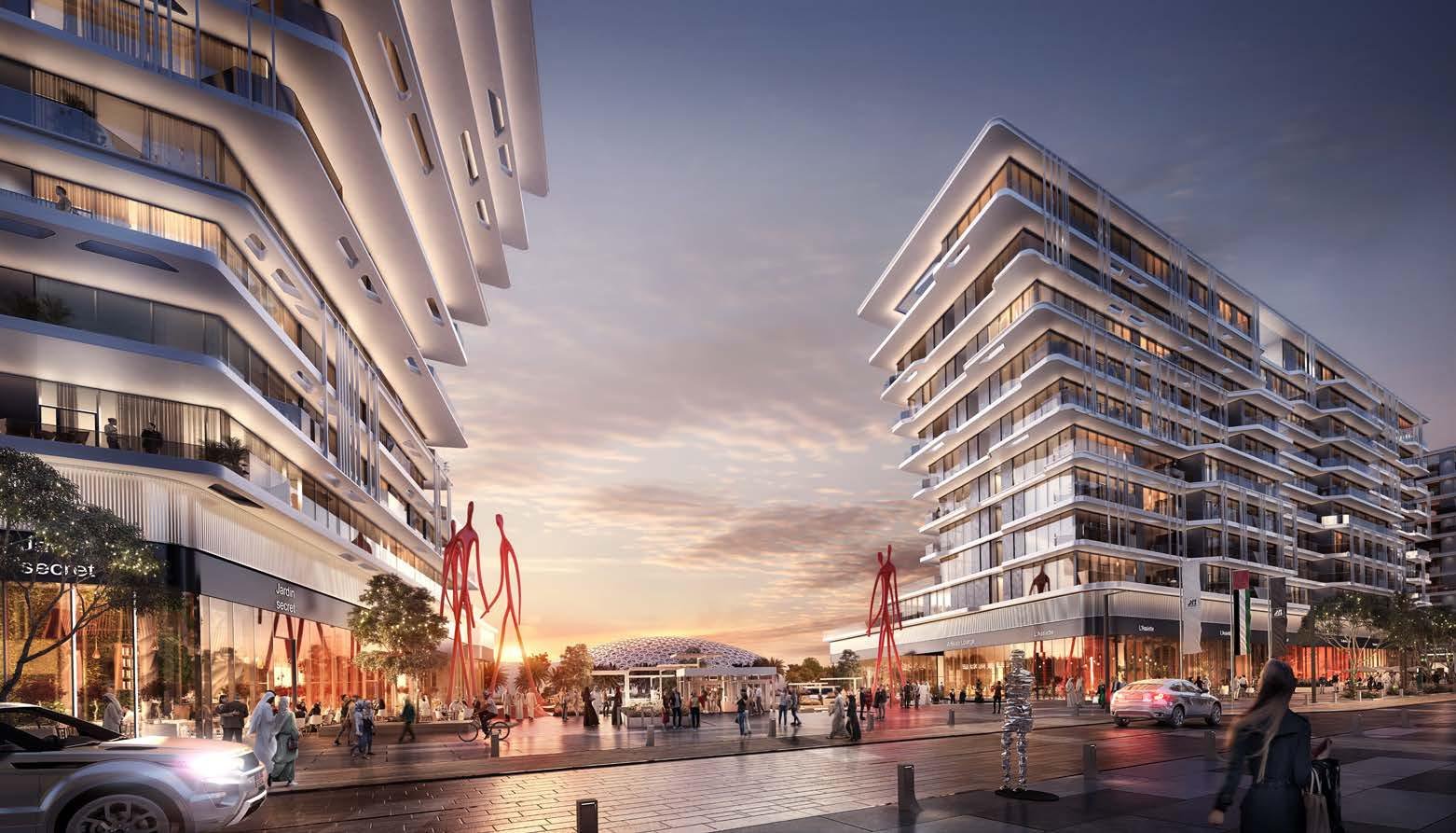 Exterior design of Louvre Abu Dhabi Residences Saadiyat Grove offering premium homes in Abu Dhabi Cultural District.